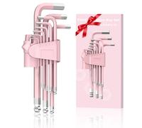 TOOGOND 9 PCS Pink Allen Key Set, Cr-V Pink Allen Wrench Set Tools for Women, Long Ball End Hex Key Set, Size 1.5-10mm with Colour-Coding for Home Repair and Ideal Gifts for DIY Enthusiasts