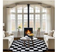 TOOHUB Super Soft Rug, Round Rug for Bedroom, 6X6 Ft Black and White Checkered Round Rug Non-Slip High Pile Cute Soft Fluffy Rug for Living Room Bedroom Kids Room