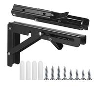 TOOINKCV 2 Pcs Folding Shelf Brackets, 10 Inch Heavy Duty Floating Triangle Shelf Brackets, Collapsible Shelves Brackets, Wall Mounted L Table Hinges Brackets for Bench Table with Screws (10 Inch)