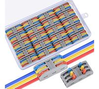 TOOINKCV 20 Pcs Lever Nut Wire Connectors, Conductor Compact Wire Connectors, 6 Hole Multicolor Lever Quick Cable Clamp Terminal Block Spring Electrical Wire Cable Connectors(triple-hole)