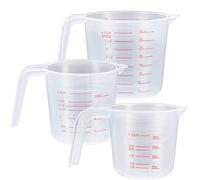 TOOINKCV 3 Pcs Plastic Measuring Jugs Set, 250ML/500ML/1000ML Plastic Measuring Cups with Handles, Kitchen Baking Measuring Cups Jugs, Clear & Easy to Read Measurements