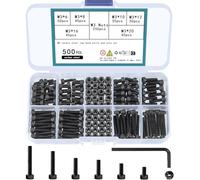 TOOINKCV 500pcs M3 Bolts and Nuts Assortment Set, Metric Screw Assortment KIt, Hex Socket Head Cap Screws Nuts and Bolts, Black Metric Machine Screws Set, Carbon Steel