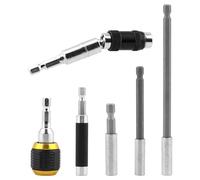 Tookie 6pcs Drill Bit Holder Extension, Flexible Pivoting Magnetic Bit Holder Set, Impact Driver Bar Drill Screwdriver Release Rotary Extender, with 1/4” Hex Shank, for Tight Space Corner