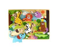 Tooky Toy 3D Children's Wooden Puzzle Animals, 8-Piece Puzzle from 12 Months, Co