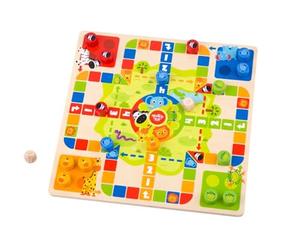Tooky Toy 921 TY848 EA Wooden 2 in 1 Ludo/Snakes and Ladders, Multi-Coloured