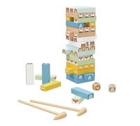 Tooky Toy Stacking Tower Animals - Wooden Stacking Game Made of Beech Wood, Educ