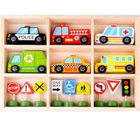Tooky Toy Wooden Transportation & Street Signs Playset TKF050