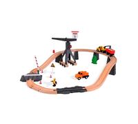 Tooky Toy Wooden train to assemble with construction platform 35 pieces