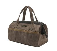 Tool Bag, 13-inch Heavy Duty 16oz Waxed Canvas Wide Mouth Water-Resistant Tool Bag, Tool Tote with Handle for Tools, Wrenches, Screwdrivers (13 X 7.8 X 9 inch) | Grey