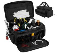 Tool Bag 14.4'' x 8.5'' x 8.1'' Heavy Duty Tool Bag Wide Open Mouth Tools Storage Organiser for Home DIY & Equipment Storage(Black)