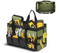 Tool Bag, 16 Inch Tool Bag Organiser Heavy Duty for Men with Shoulder Strap,Multifunctional Tools Storage Box with Non-slip Base,Wide Mouth Tool Tote Bags for Electrician Carpenter (green)