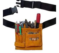 Tool Bag Belt - Faux Leather 24.5x18cm, Multi-Pocket Tool Pouch Organizer, Artificial Leather Utility Belt | Heavy-Duty Waist Holder for Electrician Carpenter Construction