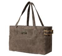 Tool Bag, Foldable Rectangular Hand Tool Storage Bag, 16OZ Waxed Canvas Tool Bag Case - with External Pockets + Sturdy Handles + Top Metal Bar - for Carpenter Repairman Gardener | Grey | 38x18x25cm