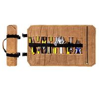Tool Bag, Heavy Duty Waxed Canvas Tool Roll Bag Tool Organizer (L) 63.5cm x (H) 36.5cm Khaki