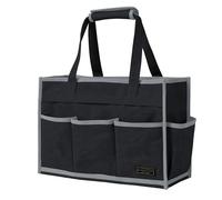 Tool Bag,Tool Pouch with 6 Pockets,Heavy Duty Waxed Canvas Garden Tool Bag Tool Case,16.5 x 7 x 12 Inch & Black