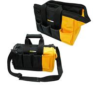Tool Bag With Shoulder Strap Open Top Wide Mouth Storage Tradesman Tool Organizer Bag (12 inch, Yellow)