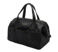 Tool Bag with Zipper, Heavy Duty 16oz Waxed Canvas Wide Mouth Tool Tote Bag, 13-inch Muti-Purpose Storage Tool Pouch with Side Pockets