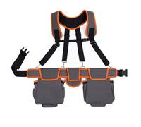 Tool Belt, 2 Magnetic Pouches with Suspenders, 18-Pocket Professional Utility Belt, for Electric Wiring Framing Construction Carpentry Roofing Gardening Mechanic
