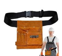 Tool Belt - Adjustable Shoulder Strap with Hammer Holder, Faux Leather , Bag with Multiple Compartments for Efficient Storage, Heavy Work Belt Gardening, Fa