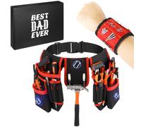 Tool Belt and Magnetic Wristband for Men Magnetic Tool Pouch with 26 Pocket Magnet Wrist for Holding Screws Nails Christmas Birthday Gift for Dad Him Husband