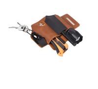 Tool Belt Bag Leather Multitool Sheath Belt Organizer Durable and Stylish Stable Wearing for Leatherman Tools, Flashlight, Pen, and Keychain(Light brown)