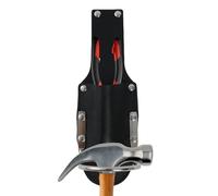 Tool Belt Holster, Leather Pliers Sheath with Integrated Hammer Loop, Heavy Duty Metal Clip for Secure Belt Attachment, Multi-Purpose Holder for Construction and Gardening, Black 20x7cm