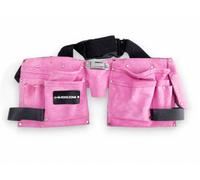 Toolzone 11 Pocket Pink Double Leather Tool Pouch Includes Tape/Hammer Holder