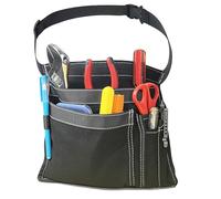 Tool Belt Pouch,5-Pocket Work Apron, Durable Canvas Tools Holster with Adjustable Waist Belt for Construction Electrician Gardening (black)