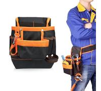 Tool Belt Pouch, Tool Pouch Oxford Cloth Heavy Duty Tool Belts for Men Electrician Pouch with Adjustable Nylon Belt Waist Work Pouch (Orange)