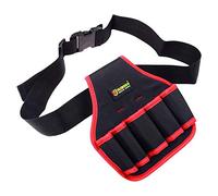 Tool Belt, Tool Pouch with 5 Pockets, Garden Tool Bag with Adjustable Buckle, Tool Belt Men for Home, Garden, Restaurant, Shear, Wrench, Hammer, Screwdriver (Red)
