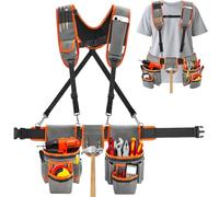 Tool Belt, Tool Pouch, with Adjustable Waist Belt, Tool Bag with Hammer Holder for Carpenters, Gardeners, Frame Builders, Roofers, Craftsmen for Men（Tools not Included）