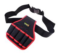 Tool Belt, Tools Belt Pouch with 5 Pockets, Portable Tool Waist Bag, Adjustable Buckle Tool Holster Belt Apron for Garden Home Shear, Wrench, Hammer, Screwdriver (Red)