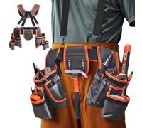Tool Belt | Utility Belt, Adjustable Waist Support with Braces and 19 Storage Organizer Pockets for Construction Sites, Plumbing Repairs Elect Installations