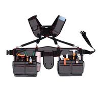 Tool Belt with Suspenders 30 Pockets Heavy Duty Detachable Adjustable Utility Belt Work Bags Professional Tool Belt Organizer for Electrician Carpenter Framer (Tools not Include, Grey)