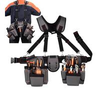 Tool Belt with Suspenders - Heavy Duty Construction Tool Belt, Portable Work Organizer, Carpenter’s Belt | Large Capacity Garden Bag for Farmers, Professional Belt for Electricians and Carpentry