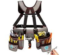 Tool Belt with Suspenders, Professional Toolbelts for Man, Magnetic Tool Pouch, Adjustable Utility Belt Tools Organizer, Heavy Duty Construction Work Bags Tool Pouch for Electrician, Carpenter
