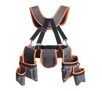 Tool Belt with Suspenders, Utility Work Toolbelt, Adjustable Waist Holder with Suspenders, 19-Pocket Heavy-Duty Design, Long Term Use, 75/75/30cm, for Electrician,Framers,Carpenter
