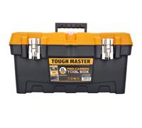 Tool Box 19" Inch 49cm Professional Heavy Duty DIY Large Portable Mobile Tool Chest Storage Organiser with Removable Tote Tray Black & Yellow TOUGH MASTER