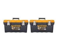 Tool Box 19" Inch 49x 26x 24cm Professional Heavy Duty DIY Large Portable Mobile Tool Chest Storage Organiser with Removable Tote Tray Black & Yellow TOUGH MASTER (Pack of 2)