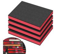 Tool Box Foam Insert Shockproof 4 PCS Polyurethane Foam Sheet Toolbox Liner Cuttable Padding for Case Drawer Organiser (40×30×2.5cm, Red)