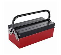 Tool Box Heavy Duty Metal Cantilever 3 Tray Storage Large ToolBox | Professional Portable Storage Cabinet Workshop Cantilever Toolbox with Carry Handle - Red & Black