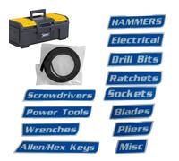 Tool Box Labels - 12 Pieces of Removable and Reusable Organization Tags | Adhesive Labels for Toolbox, for Steel Trolleys Cabinets Metal Surfaces