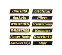 Tool Box Labels - 12 Pieces Strong Magnet | Easy to Read Magnetic Printing Labels - For Identification Classification Organization Garage Workshop