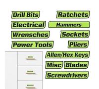 Tool Box Labels - 3D Printed Magnetic, Strong Organization Tags, Toolbox Identification Set | Durable Workshop Cabinet Accessories for Garage Car Repair Mechanic Classification Positioning Storage