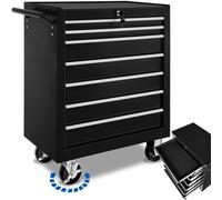 Tectake Tool Chest w/ 7 Drawers Black, Black