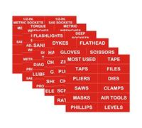 Tool Box Organization Magnetic Labels,Tool Chest Organizer Labels with Strong Magnets,Easy to Read Printing - Fits All Brands of Steel Tool Box Drawers,Red-(72 Pcs, 4 x 1 Inches)