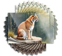 Tool Box Stickers A Majestic Lynx Perched On A Stump in A Misty Forest Sticker 10Pcs Prank Stickers for Adults Toolbox Stickers and Dec(6X9CM)