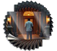 Tool Box Stickers A Man Stands Before an Illuminated Doorway Sticker 10Pcs Tool Box Stickers Blank Bumper Stickers(12X18CM)