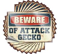 Tool Box Stickers Beware of Attack Gecko Funny Sticker 10 Pcs Bumper Stickers Toolbox Stickers(6X9CM)