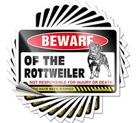 Tool Box Stickers Beware of Rottweiler Funny Sticker 10 Pcs Tool Decal Signs for Man Cave(6X9CM)